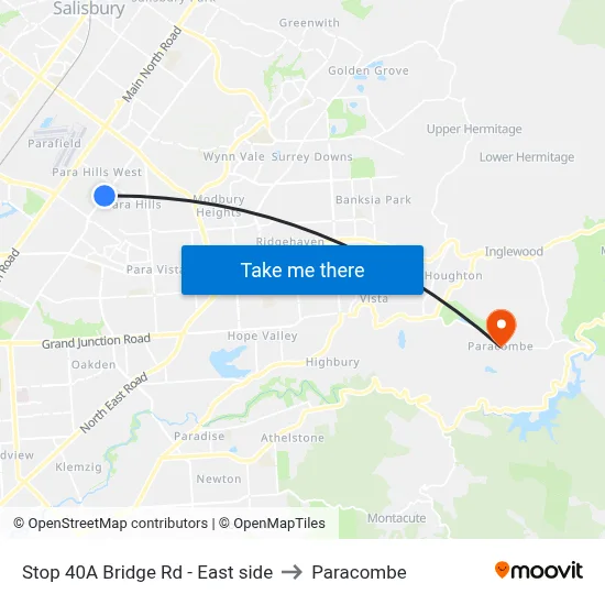 Stop 40A Bridge Rd - East side to Paracombe map