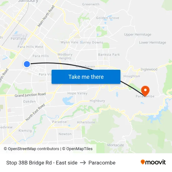 Stop 38B Bridge Rd - East side to Paracombe map