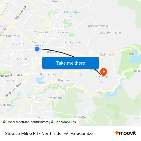 Stop 55 Milne Rd - North side to Paracombe map