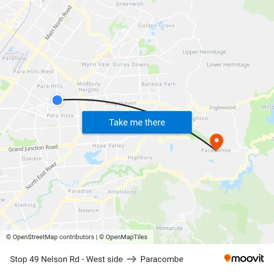 Stop 49 Nelson Rd - West side to Paracombe map