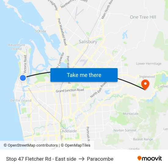 Stop 47 Fletcher Rd - East side to Paracombe map