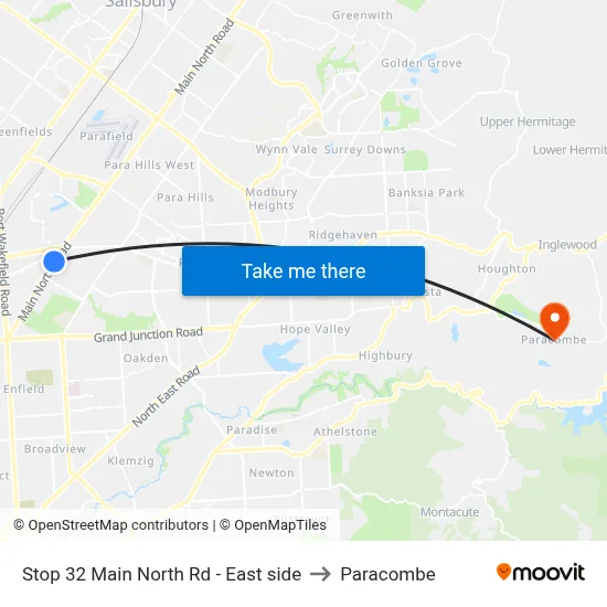 Stop 32 Main North Rd - East side to Paracombe map