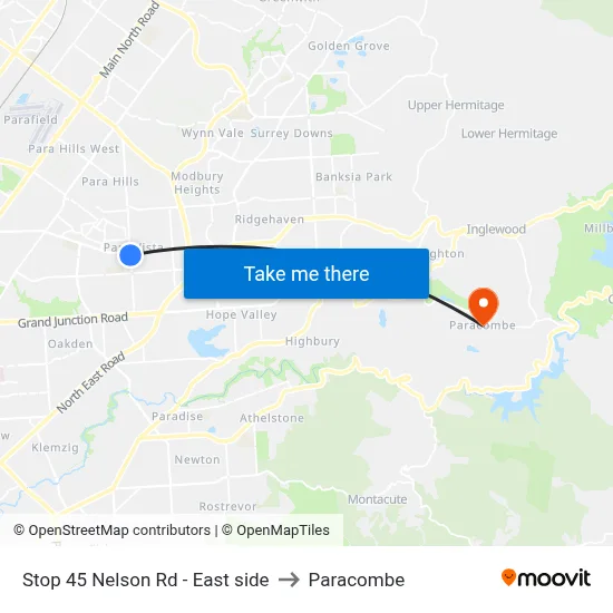 Stop 45 Nelson Rd - East side to Paracombe map