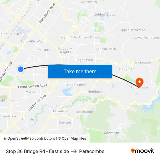 Stop 36 Bridge Rd - East side to Paracombe map