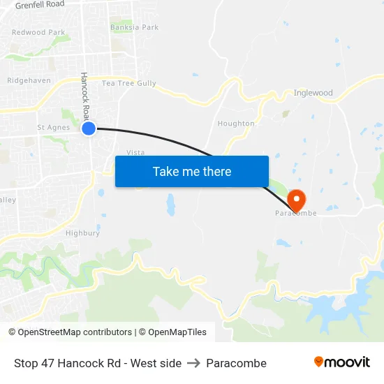 Stop 47 Hancock Rd - West side to Paracombe map