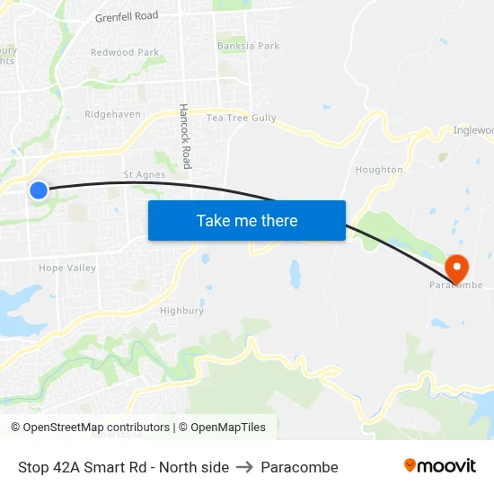 Stop 42A Smart Rd - North side to Paracombe map