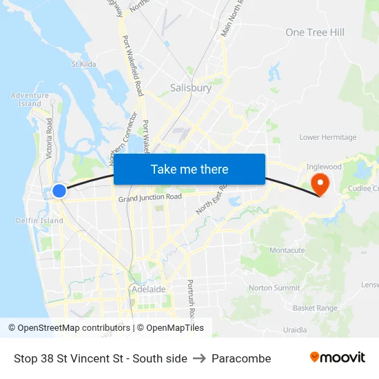 Stop 38 St Vincent St - South side to Paracombe map