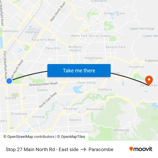 Stop 27 Main North Rd - East side to Paracombe map