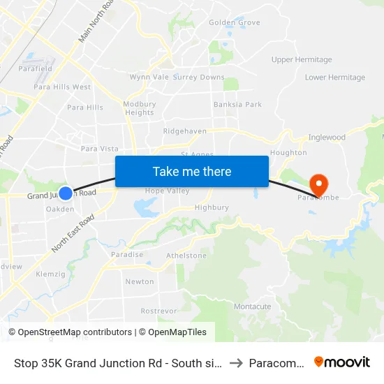 Stop 35K Grand Junction Rd - South side to Paracombe map
