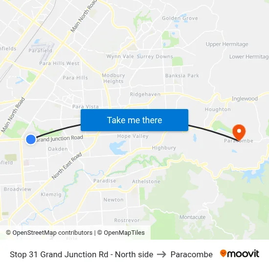 Stop 31 Grand Junction Rd - North side to Paracombe map
