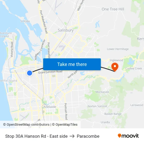 Stop 30A Hanson Rd - East side to Paracombe map