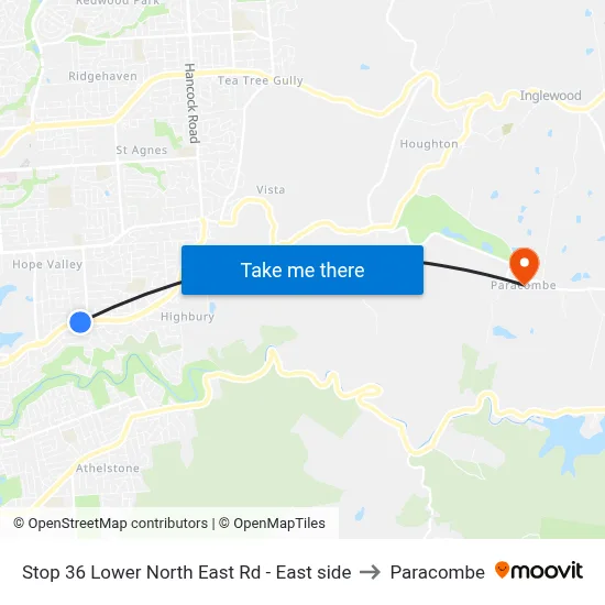 Stop 36 Lower North East Rd - East side to Paracombe map