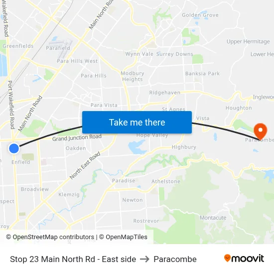 Stop 23 Main North Rd - East side to Paracombe map