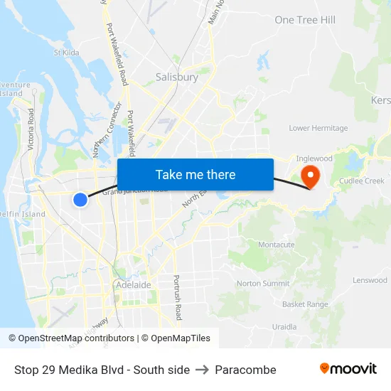 Stop 29 Medika Blvd - South side to Paracombe map