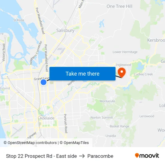 Stop 22 Prospect Rd - East side to Paracombe map