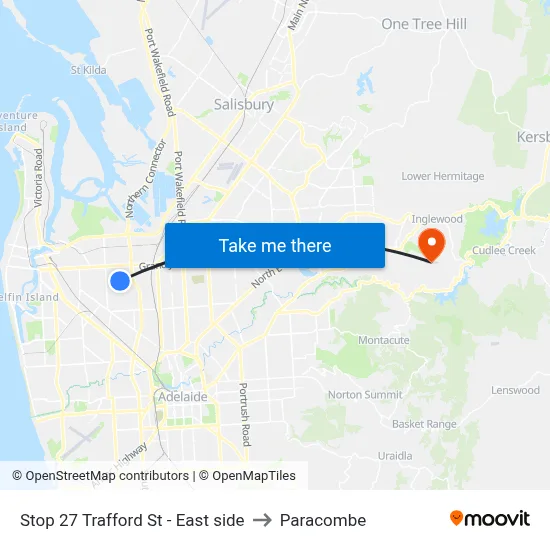 Stop 27 Trafford St - East side to Paracombe map