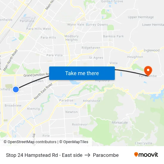 Stop 24 Hampstead Rd - East side to Paracombe map