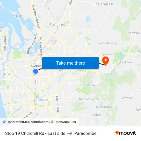 Stop 19 Churchill Rd - East side to Paracombe map