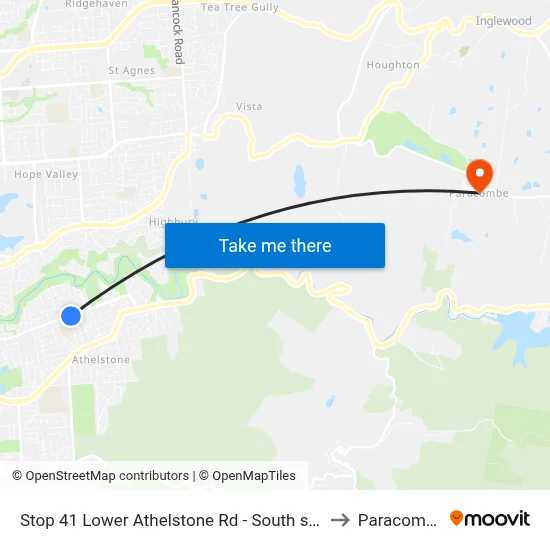 Stop 41 Lower Athelstone Rd - South side to Paracombe map