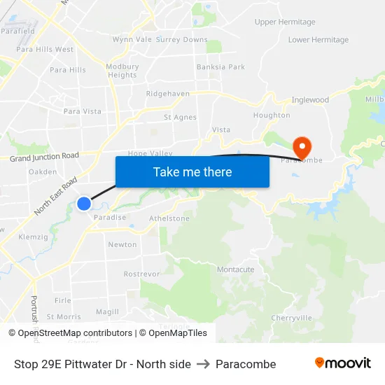 Stop 29E Pittwater Dr - North side to Paracombe map