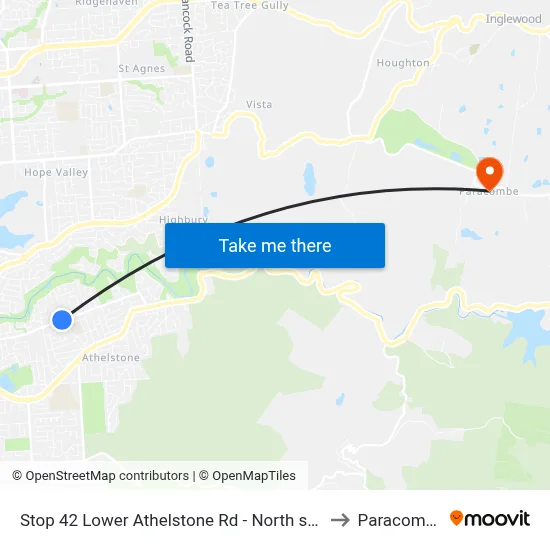 Stop 42 Lower Athelstone Rd - North side to Paracombe map