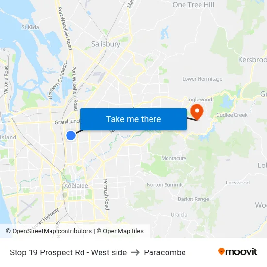 Stop 19 Prospect Rd - West side to Paracombe map