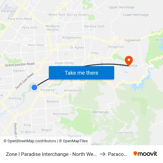 Zone I Paradise Interchange - North West side to Paracombe map