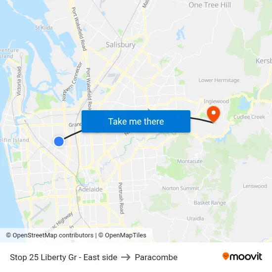 Stop 25 Liberty Gr - East side to Paracombe map