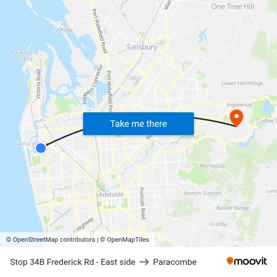 Stop 34B Frederick Rd - East side to Paracombe map