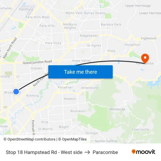 Stop 18 Hampstead Rd - West side to Paracombe map