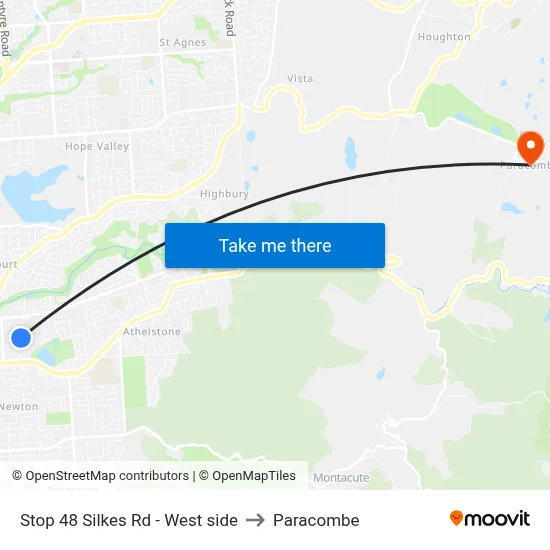 Stop 48 Silkes Rd - West side to Paracombe map