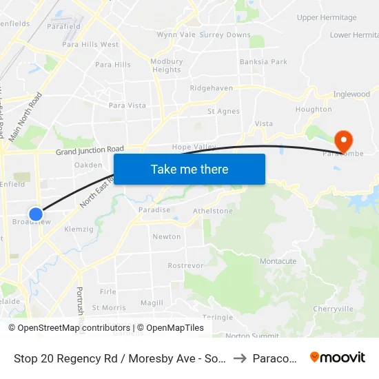 Stop 20 Regency Rd / Moresby Ave - South side to Paracombe map