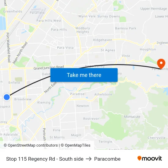Stop 115 Regency Rd - South side to Paracombe map