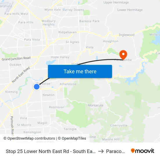 Stop 25 Lower North East Rd - South East side to Paracombe map