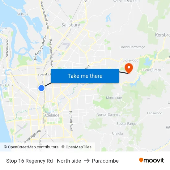 Stop 16 Regency Rd - North side to Paracombe map