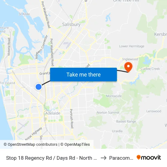 Stop 18 Regency Rd / Days Rd - North side to Paracombe map