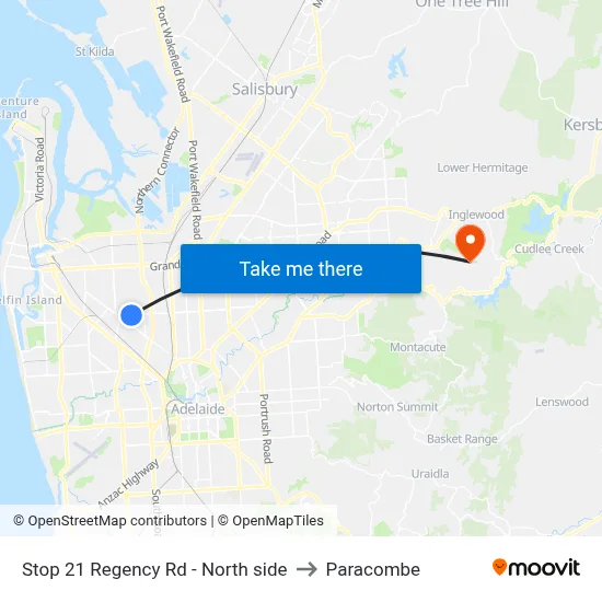 Stop 21 Regency Rd - North side to Paracombe map
