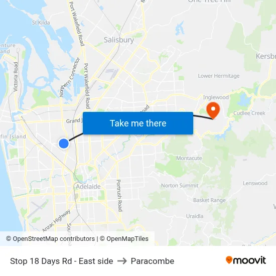 Stop 18 Days Rd - East side to Paracombe map