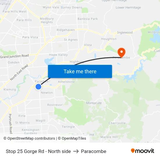 Stop 25 Gorge Rd - North side to Paracombe map