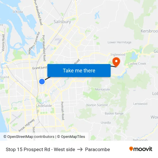 Stop 15 Prospect Rd - West side to Paracombe map