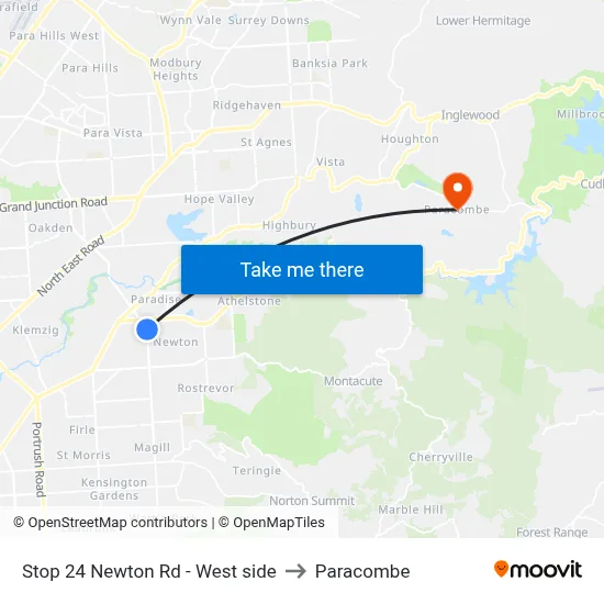 Stop 24 Newton Rd - West side to Paracombe map