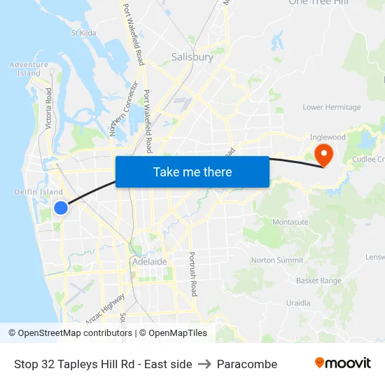 Stop 32 Tapleys Hill Rd - East side to Paracombe map