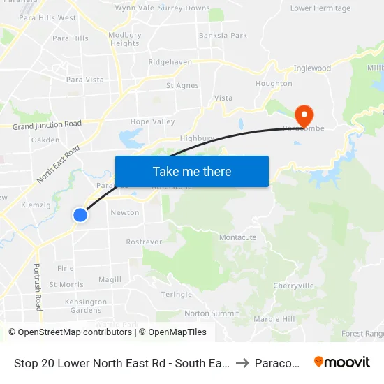 Stop 20 Lower North East Rd - South East side to Paracombe map