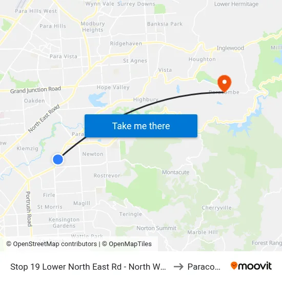 Stop 19 Lower North East Rd - North West side to Paracombe map