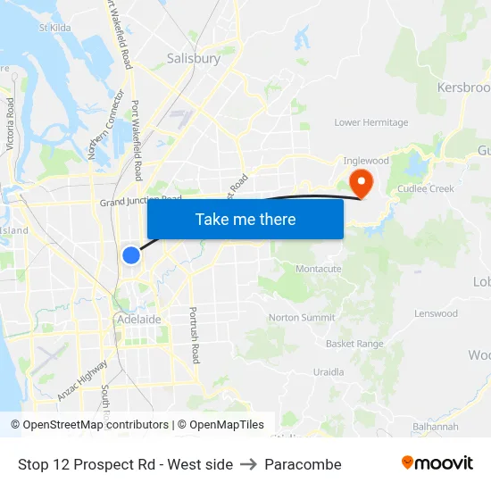 Stop 12 Prospect Rd - West side to Paracombe map