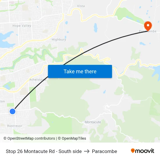 Stop 26 Montacute Rd - South side to Paracombe map