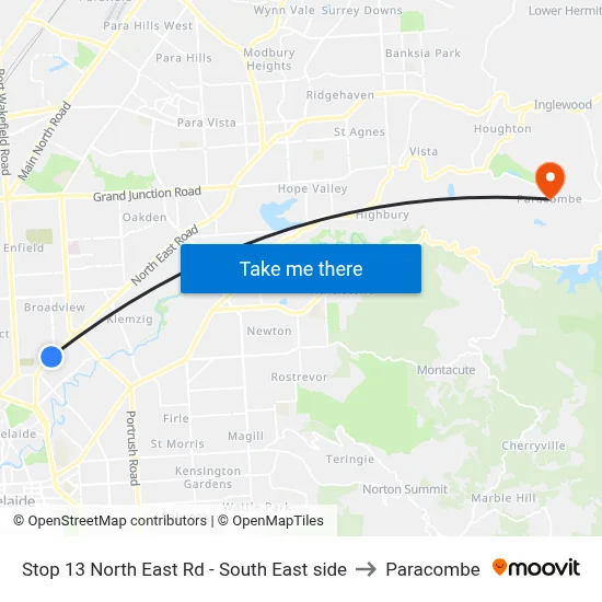 Stop 13 North East Rd - South East side to Paracombe map