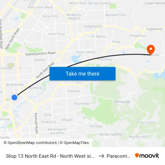Stop 13 North East Rd - North West side to Paracombe map
