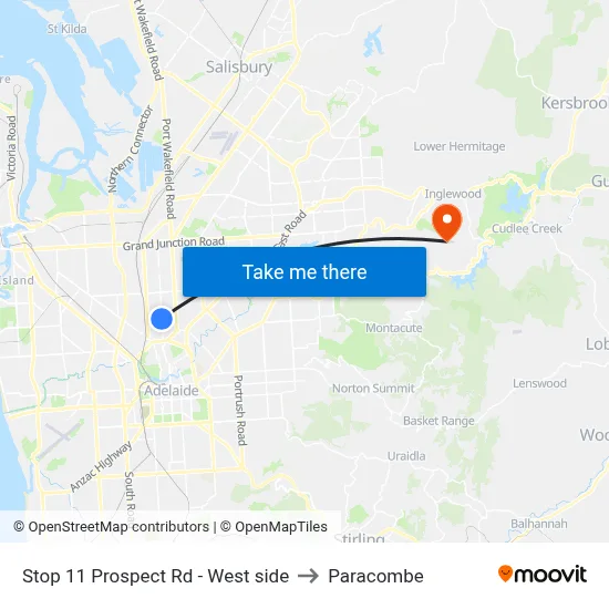 Stop 11 Prospect Rd - West side to Paracombe map