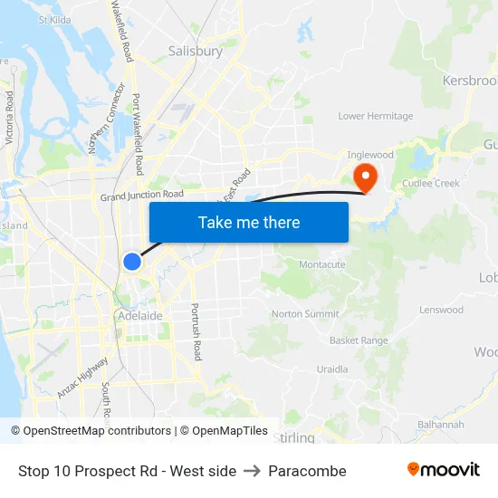 Stop 10 Prospect Rd - West side to Paracombe map